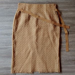 LAURÈL Vintage Hourglass Camel Wool-blend Pencil Skirt